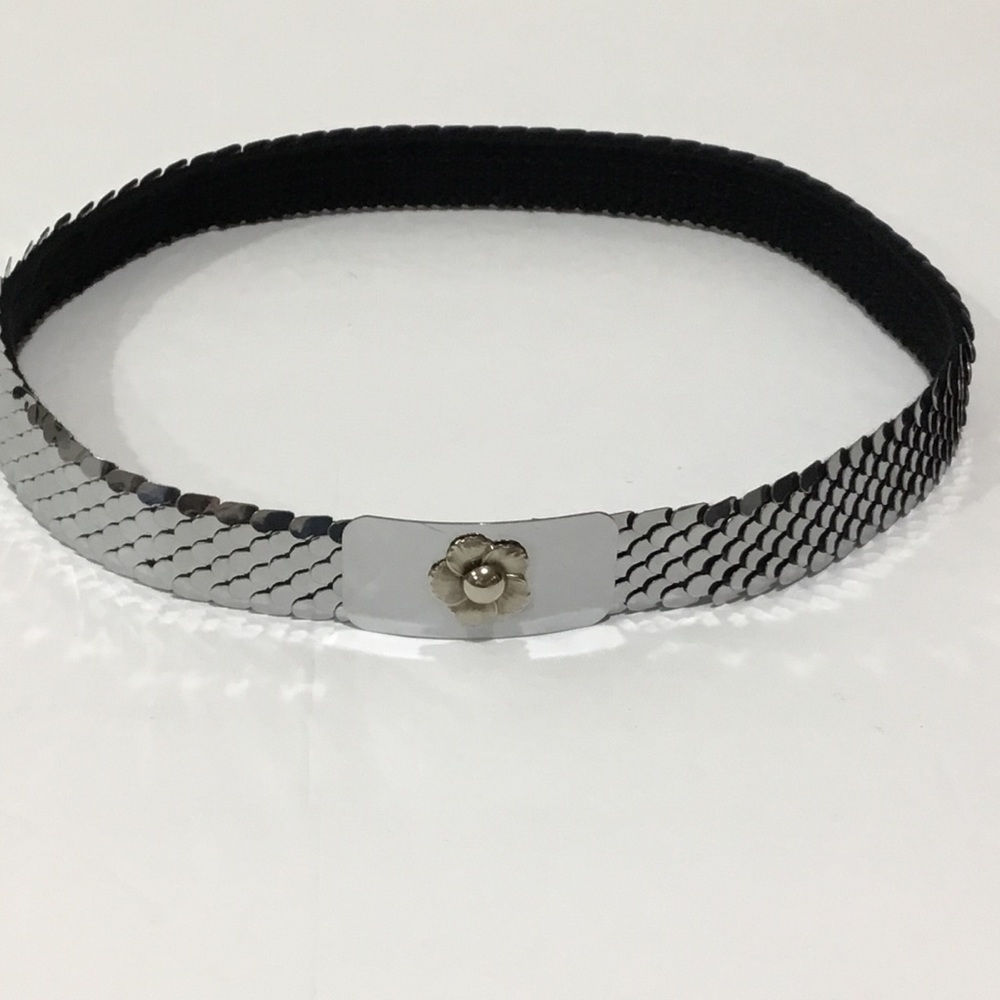 Vintage Silver Metal Snake Scale Stretch Belt